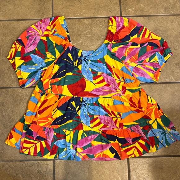 Terra & Sky Tops - Terra&Sky Floral Ruffle Top
